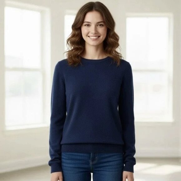NWT Charter Club Luxury 100% Cashmere Navy Crewneck Size Large - Picture 1 of 4